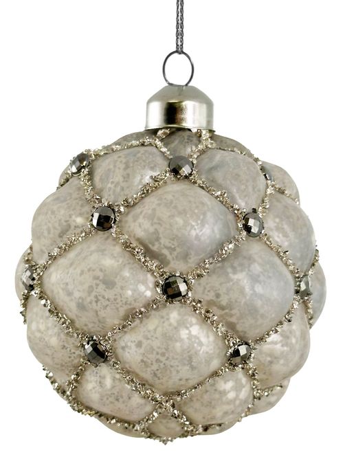 Hovedbilde Antikk Sølv kule  med glitter & perler