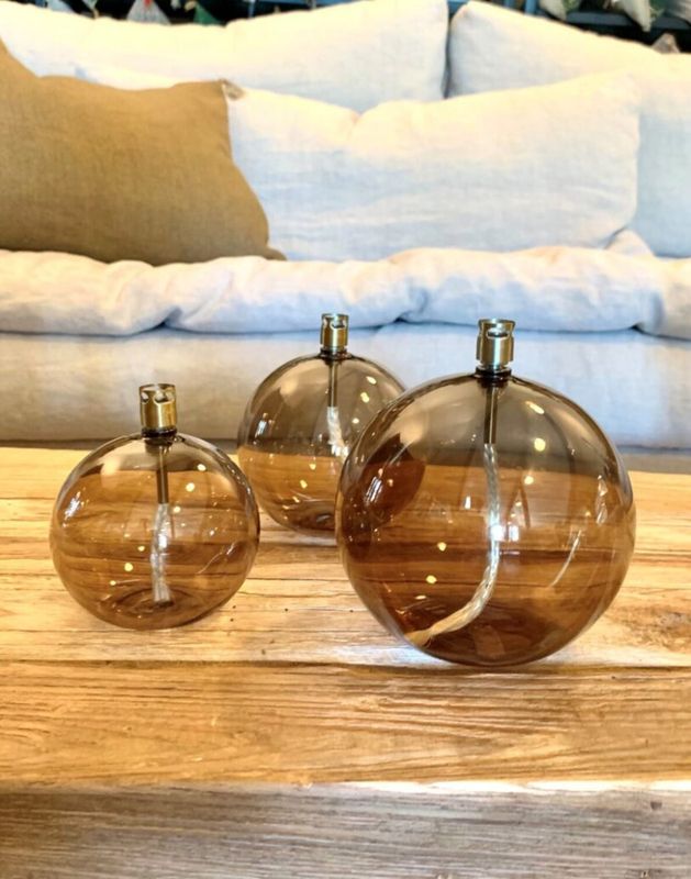 Peri oljelampe Rund Champagne Small