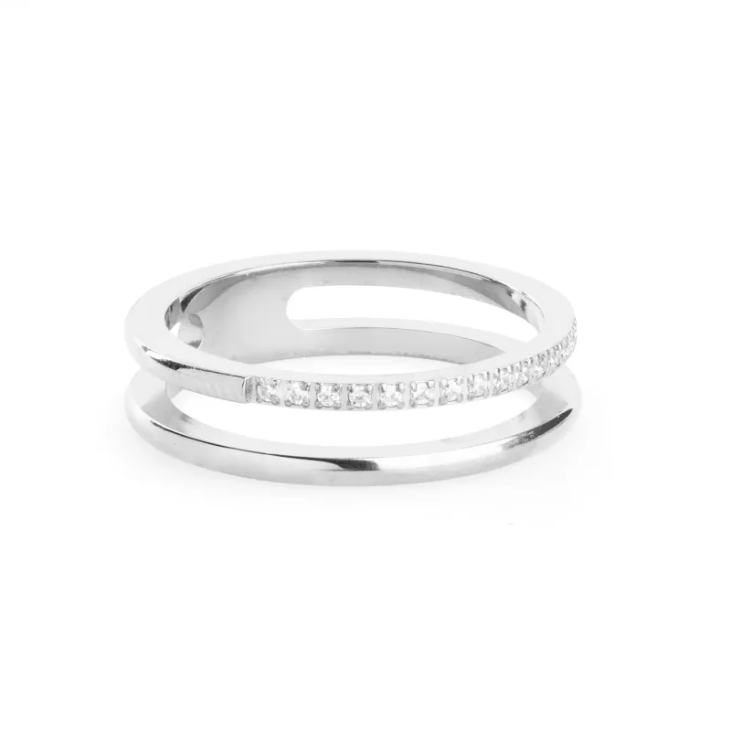 MELISSA - DUO CRYSTAL RING RUSTFRITT STÅL