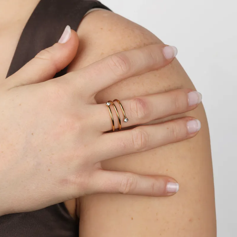 LYKKE - KRYSTALL RING RUSTFRITT STÅL