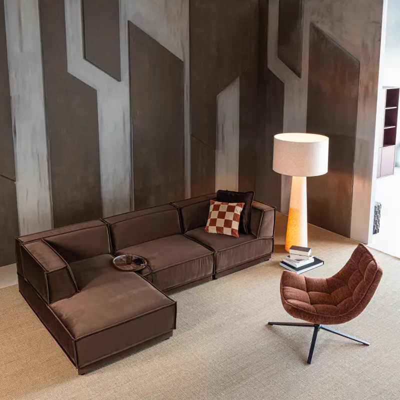 Manu Sjeselongsofa - Velvet brown - Venstre