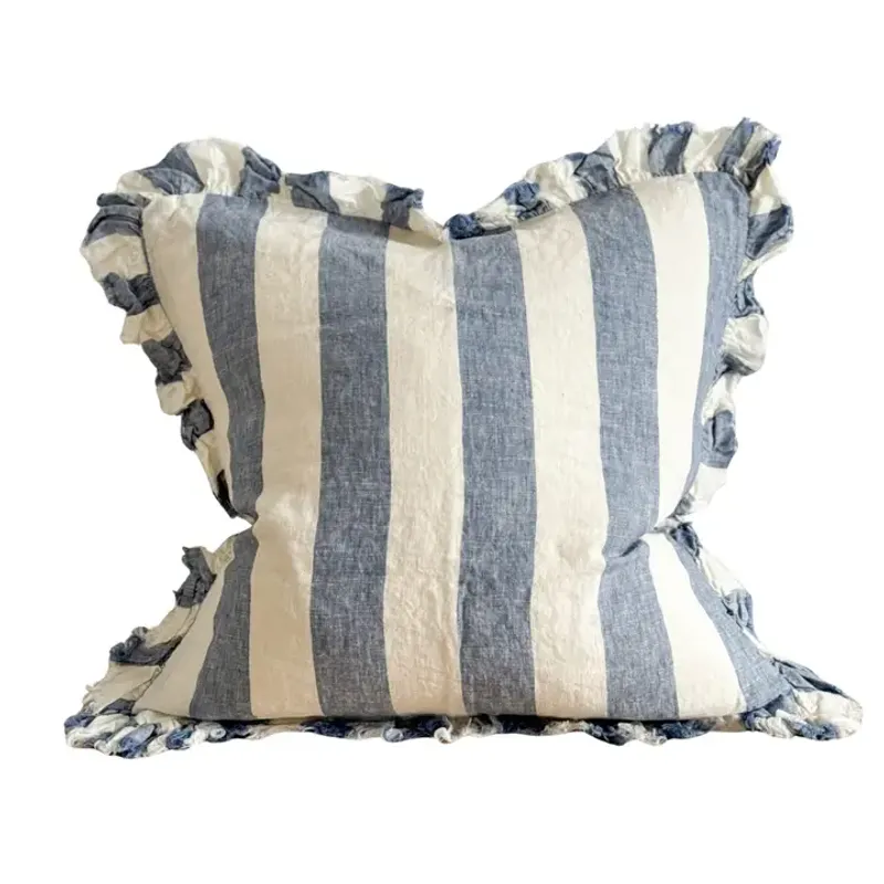 Hallie putetrekk med ruffels Blå/krem  45*45cm