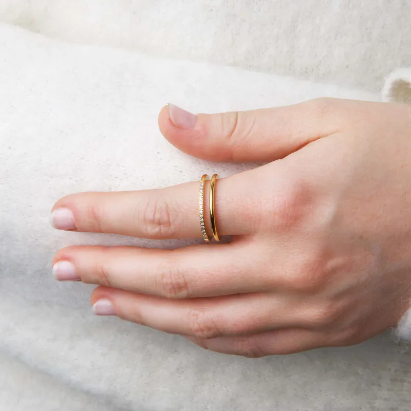 MELISSA - DUO CRYSTAL RING RUSTFRITT STÅL GULL