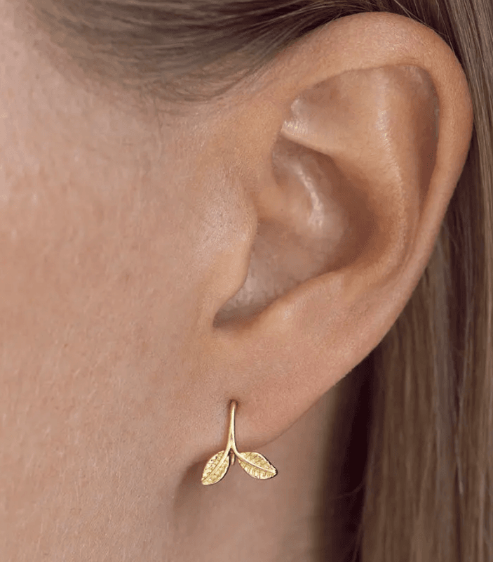 Delicate Leaf Earrings - Gold