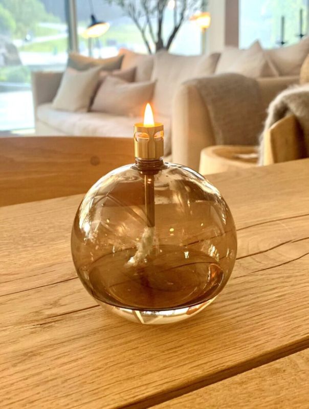 Peri oljelampe Rund Champagne Small